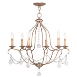 6 Light Antique Silver Leaf Chandelier with Steel base material-Lighting LumensChandeliers