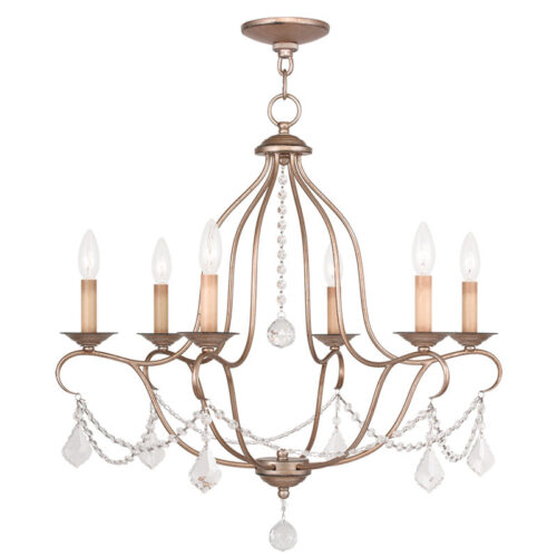 6 Light Antique Silver Leaf Chandelier with Steel base material-Lighting LumensChandeliers