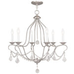 6 Light Brushed Nickel Chandelier with Steel base material-Lighting LumensChandeliers