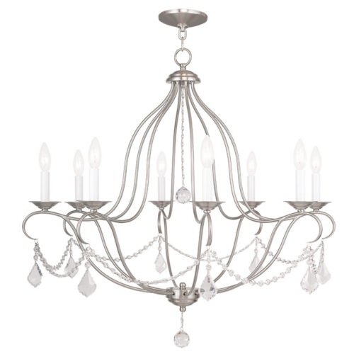 8 Light Brushed Nickel Chandelier with Steel base material-Lighting LumensChandeliers