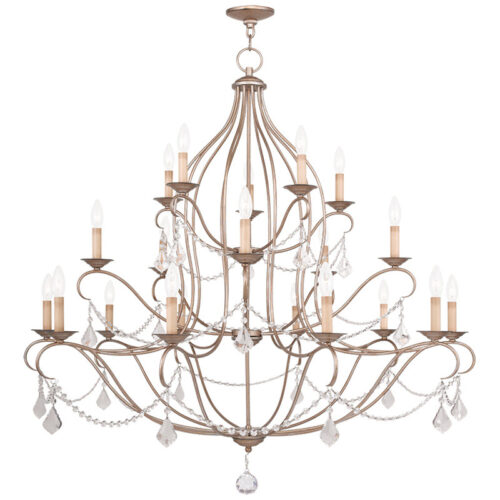 20 Light Antique Silver Leaf Chandelier with Steel base material-Lighting LumensChandeliers