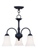 3 Light Black Chain Hang/Ceiling Light fixture with Hand Blown Satin Opal White Glass Shade-Lighting LumensChandeliers