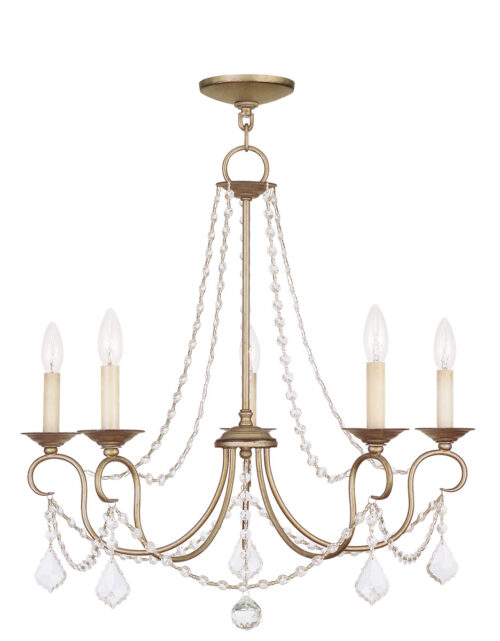 5 Light Antique Silver Leaf Chandelier with Steel base material-Lighting LumensChandeliers