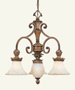 4 Light Venetian Patina Chandelier with Vintage Carved Scavo Glass Shade-Lighting LumensChandeliers