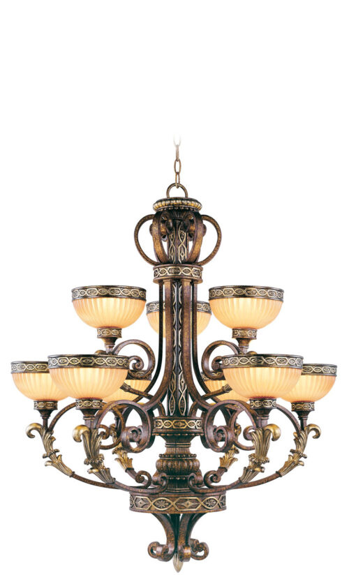 41.5 inch 4 Light Palacial Bronze with Gilded Accents Bathroom Vanity light fixture with Hand Crafted Gold Dusted Art Glass Shade-Lighting LumensBath/Flush Mounts