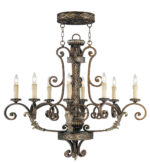 21.5 inch 8 Light Palacial Bronze with Gilded Accents Oval Chandelier with Resin/Steel base Shade-Lighting LumensChandeliers