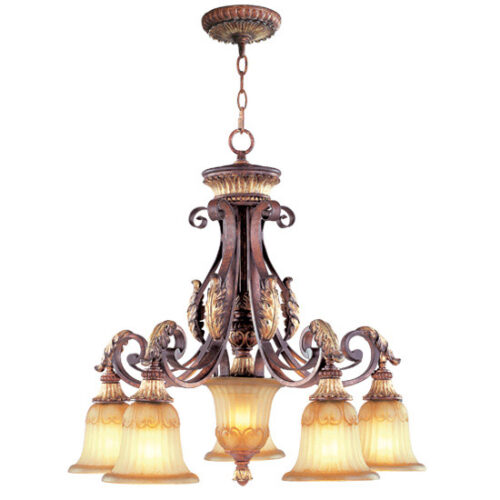 6 Light Verona Bronze Chandelier with Rustic Art Glass Shade-Lighting LumensChandeliers