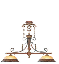 13 inch 2 Light Verona Bronze Island with Rustic Art Glass Shade-Lighting LumensChandeliers