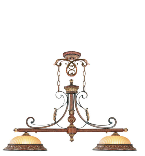 13 inch 2 Light Verona Bronze Island with Rustic Art Glass Shade-Lighting LumensChandeliers