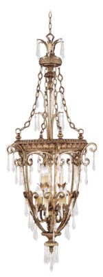 9 Light Vintage Gold Leaf Foyer with Resin/Steel base material-Lighting LumensChandeliers