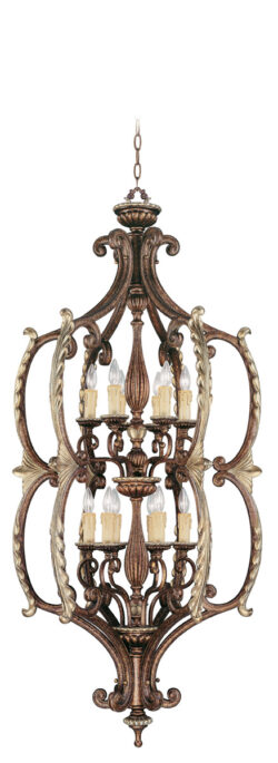 12 Light Palacial Bronze with Gilded Accents Foyer with Resin/Steel base material-Lighting LumensChandeliers