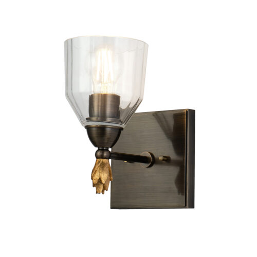 Modern Dimmable Felice 1 Light Wall Sconce In Dark Bronze With Gold Accents Wall Lighting Fixtures Dark Bronze Wall Lamp for Living Room Bedroom Bathroom Hallway-Lighting LumensAccent Lamp