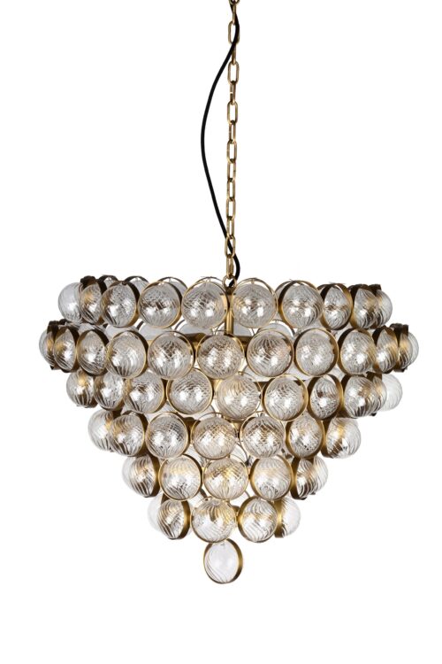 Modern Hanging Bouquet Textured Glass Antiqued Finish Chandelier Pendant Ceiling Lighting Fixture Aged Brass for Dining Room Bedroom Kitchen Island Living Room-Lighting LumensPendant Lights