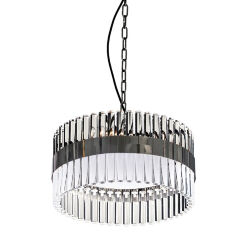 Modern Hanging Metro Pendant Simple and Glamourous Kitchen or Dining Room Over Table Chandelier Pendant Ceiling Lighting Fixture Clear and Smokey Dark Chrome for Dining Room Bedroom Kitchen Island Living Room-Lighting LumensPendant Lights