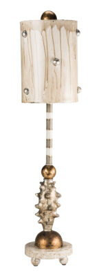 Modern Lucas McKearn Pome Creamy Gold and Silver Accent Table Lamp for Living Room, Kids Room, College Dorm, Office Cream and putty striped stem with gold leafed elements inspired by the French passion fruit-Lighting LumensAccent Lamp