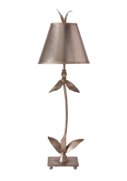 Modern Red Bell Silver Buffet Table Lamp for Living Room, Kids Room, College Dorm, Office Silver leaf stem and base with leaf elements-Lighting LumensAccent Lamp