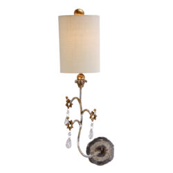 Modern Tivoli Silver Sconce With Crystal and Whimsical Design Wall Lighting Fixtures Cream Patina with Silver and Gold accents Wall Lamp for Living Room Bedroom Bathroom Hallway-Lighting LumensAccent Lamp