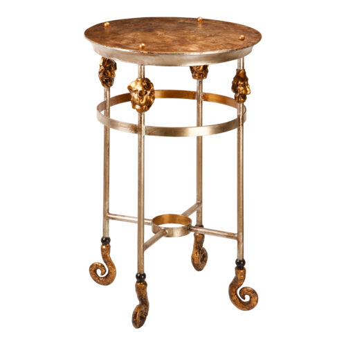 Modern Armory Tall Accent Table Glazed gold leaf table wop with gold and silver left legs-Lighting LumensDecorative Accessories