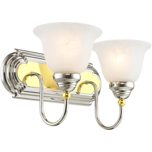 24 inch 3 Light Bronze & Chrome Bathroom Vanity light fixture with White Alabaster Glass Shade-Lighting LumensBath/Flush Mounts