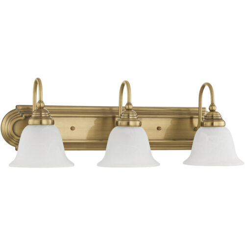 24 inch 3 Light Antique Brass Bathroom Vanity light fixture with White Alabaster Glass Shade-Lighting LumensBath/Vanity