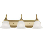 24 inch 3 Light Antique Brass Bathroom Vanity light fixture with White Alabaster Glass Shade-Lighting LumensBath/Vanity