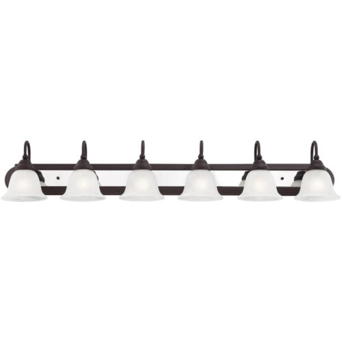 48 inch 6 Light Polished Chrome & Polished Brass Bathroom Vanity light fixture with White Alabaster Glass Shade-Lighting LumensBath/Flush Mounts