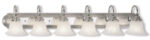 48 inch 6 Light Bronze & Chrome Bathroom Vanity light fixture with White Alabaster Glass Shade-Lighting LumensBath/Flush Mounts