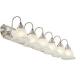 48 inch 6 Light Bronze & Chrome Bathroom Vanity light fixture with White Alabaster Glass Shade-Lighting LumensBath/Flush Mounts