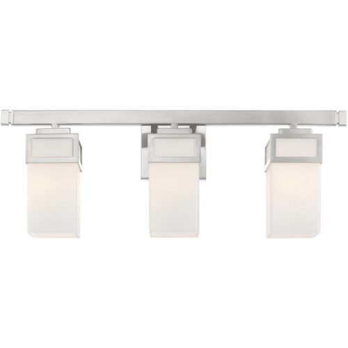 16 inch 2 Light Brushed Nickel Bathroom Vanity light fixture with Hand Blown Satin Opal White Glass Shade-Lighting LumensBath/Flush Mounts