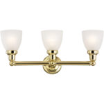 24.25 inch 3 Light Polished Brass Bathroom Vanity light fixture with Satin Opal White Glass Shade-Lighting LumensBath/Vanity