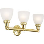 24.25 inch 3 Light Polished Brass Bathroom Vanity light fixture with Satin Opal White Glass Shade-Lighting LumensBath/Vanity