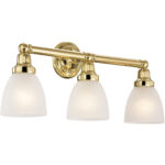 24.25 inch 3 Light Polished Brass Bathroom Vanity light fixture with Satin Opal White Glass Shade-Lighting LumensBath/Vanity