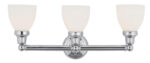 24.25 inch 3 Light Polished Chrome Bathroom Vanity light fixture with Satin Opal White Glass Shade-Lighting LumensBath/Vanity