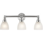 24.25 inch 3 Light Polished Chrome Bathroom Vanity light fixture with Satin Opal White Glass Shade-Lighting LumensBath/Vanity