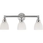 24.25 inch 3 Light Polished Chrome Bathroom Vanity light fixture with Satin Opal White Glass Shade-Lighting LumensBath/Vanity