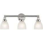 24.25 inch 3 Light Polished Chrome Bathroom Vanity light fixture with Satin Opal White Glass Shade-Lighting LumensBath/Vanity