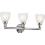 24.25 inch 3 Light Polished Chrome Bathroom Vanity light fixture with Satin Opal White Glass Shade-Lighting LumensBath/Vanity