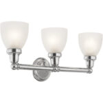 24.25 inch 3 Light Polished Chrome Bathroom Vanity light fixture with Satin Opal White Glass Shade-Lighting LumensBath/Vanity