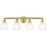 30 inch 4 Light Polished Brass Bathroom Vanity light fixture with Satin Opal White Glass Shade-Lighting LumensBath/Vanity