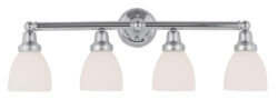 30 inch 4 Light Polished Chrome Bathroom Vanity light fixture with Satin Opal White Glass Shade-Lighting LumensBath/Vanity