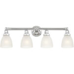 30 inch 4 Light Polished Chrome Bathroom Vanity light fixture with Satin Opal White Glass Shade-Lighting LumensBath/Vanity