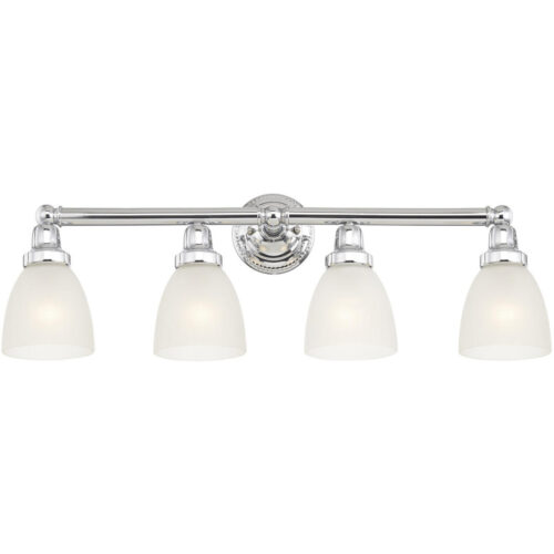 30 inch 4 Light Polished Chrome Bathroom Vanity light fixture with Satin Opal White Glass Shade-Lighting LumensBath/Vanity