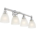 30 inch 4 Light Polished Chrome Bathroom Vanity light fixture with Satin Opal White Glass Shade-Lighting LumensBath/Vanity