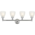 30 inch 4 Light Polished Chrome Bathroom Vanity light fixture with Satin Opal White Glass Shade-Lighting LumensBath/Vanity