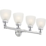 30 inch 4 Light Polished Chrome Bathroom Vanity light fixture with Satin Opal White Glass Shade-Lighting LumensBath/Vanity