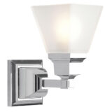 5 inch 1 Light Polished Chrome Bathroom Vanity light fixture with Satin Glass Shade-Lighting LumensBath/Vanity