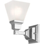 5 inch 1 Light Polished Chrome Bathroom Vanity light fixture with Satin Glass Shade-Lighting LumensBath/Vanity