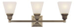 25.25 inch 3 Light Antique Brass Bathroom Vanity light fixture with Satin Glass Shade-Lighting LumensBath/Vanity