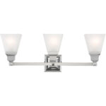 25.25 inch 3 Light Polished Chrome Bathroom Vanity light fixture with Satin Glass Shade-Lighting LumensBath/Vanity