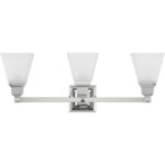 25.25 inch 3 Light Polished Chrome Bathroom Vanity light fixture with Satin Glass Shade-Lighting LumensBath/Vanity